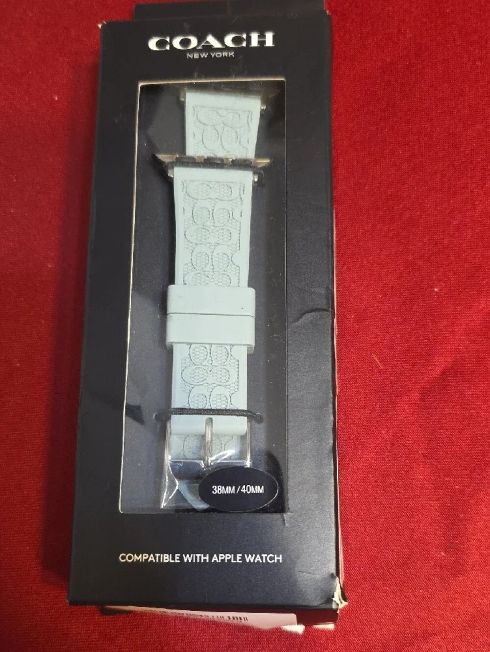 COACH Light Blue Silicone Watch Strap with Signature Pattern - Fits 38/40mm